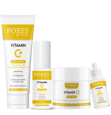 Vitamin C face Wash + Face Toner + Face Mask + Face Serum by PORES BE PURE